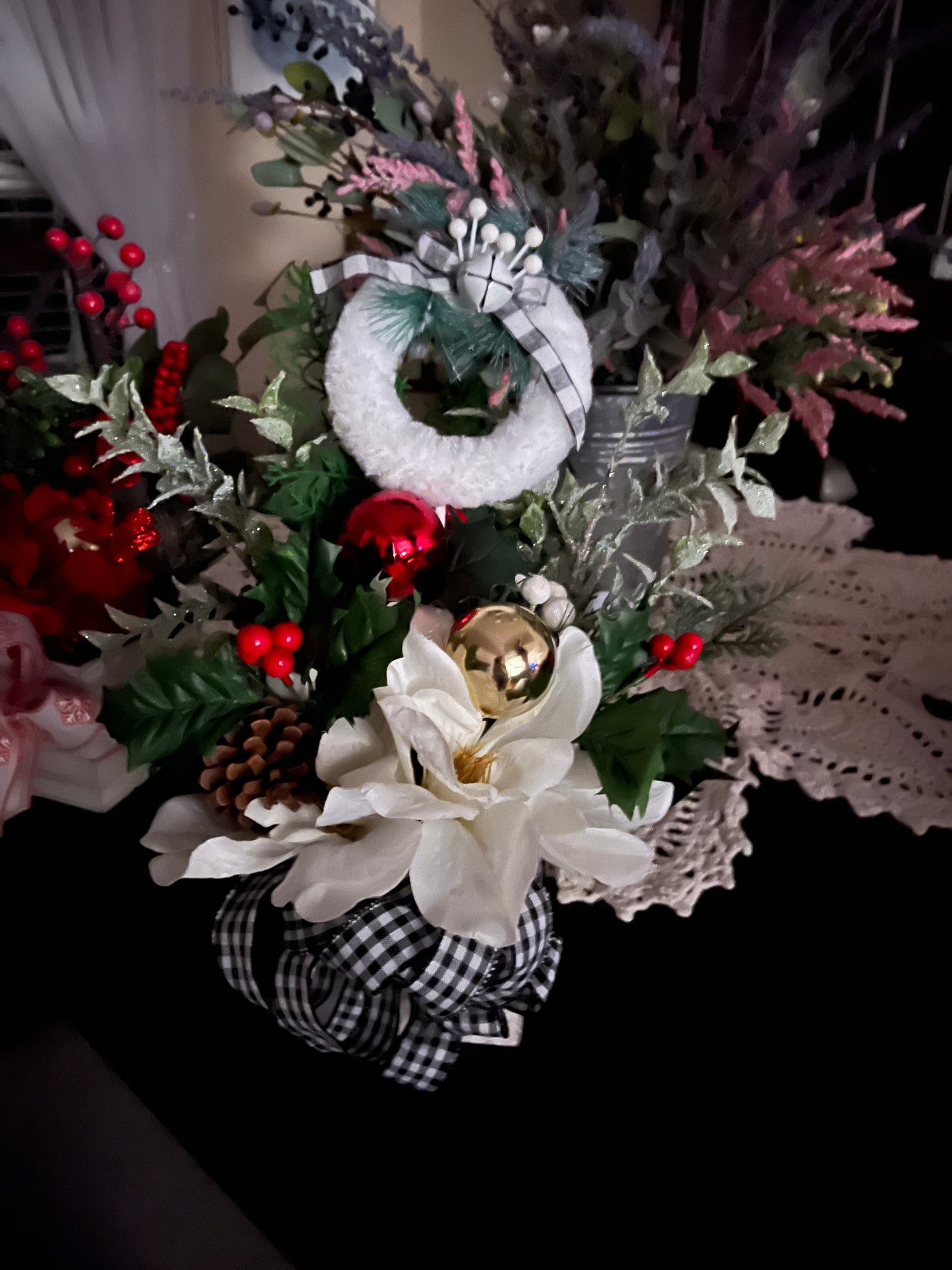 Floral arrangement small wooden box