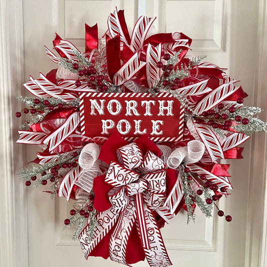 North Pole Candy Cane Wreath