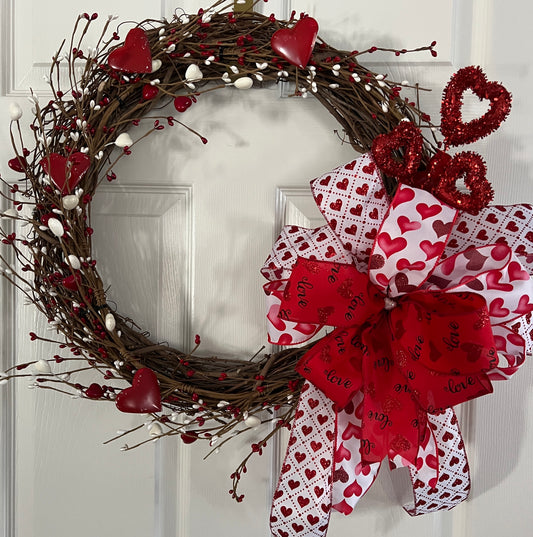 Valentine’s Simple Grapevine Wreath Red