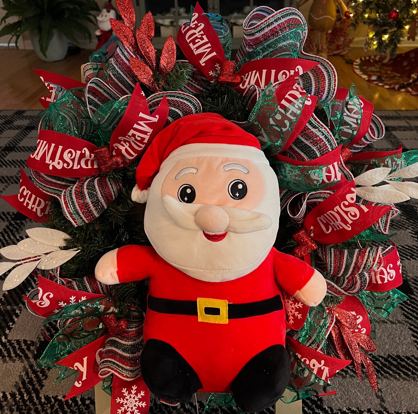 Merry Christmas full plush Santa wreath