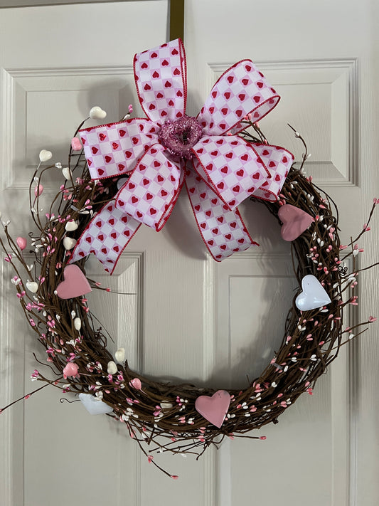 Valentine’s Simple Grapevine Wreath Pink