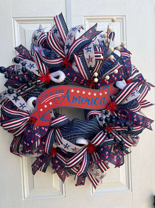 God Bless America Patriotic Wreath