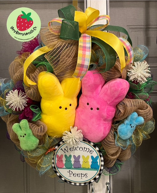 Easter PEEPS Wreath with Matching Doormat